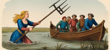 représentation de Marie Groët qui surgit des marais audomarois