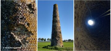 trois vues de la cheminée géodésique de Planques